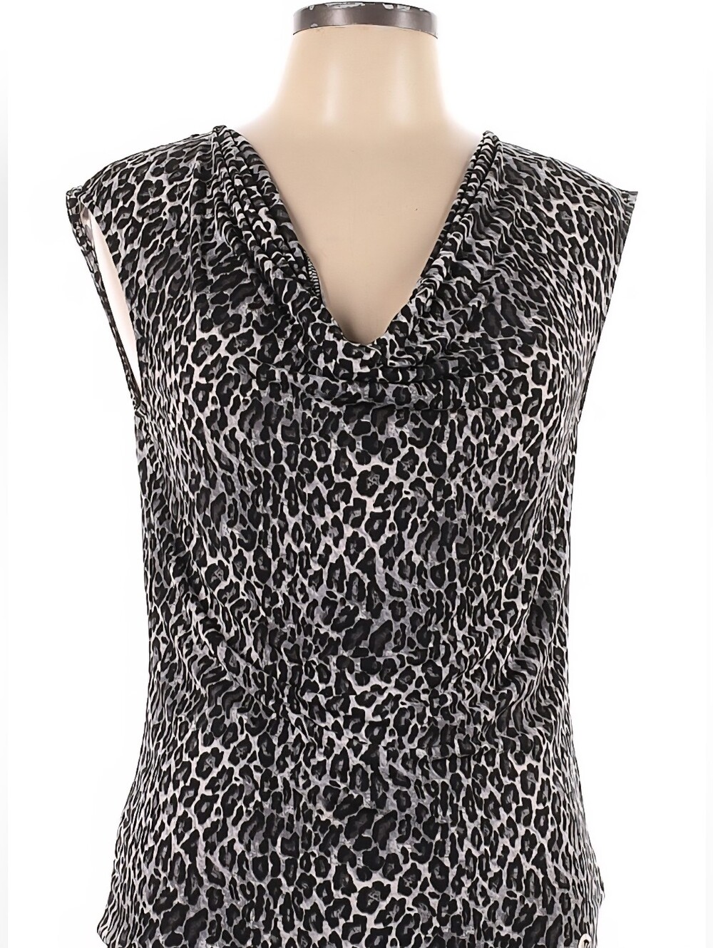 MICHAEL Michael Kors | Gray Leopard Print Cowl Neck Sleeveless Top Size M NWOT‎